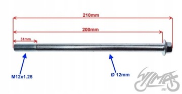ОСЬ ПЕРЕДНЕГО КОЛЕСА M12x201 LJ50-QT-L k