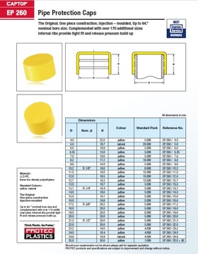 Заглушки для труб, защитные колпачки EP 260 21,3 - 1000 шт.