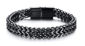 Новый браслет из нержавеющей стали черного цвета с магнитной застежкой - 21 см.