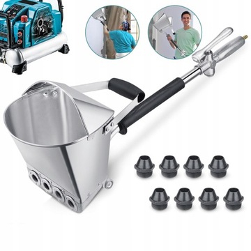 Пневматический штукатурный станок с 8 насадками, промо-пистолет для штукатурки.