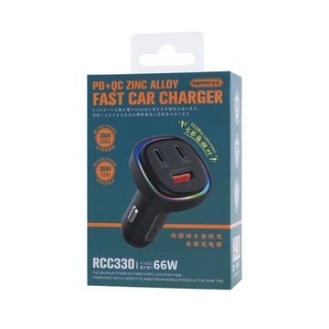 Car Charge 2x USB-C + USB-A 66W PD + QC iPhone Android