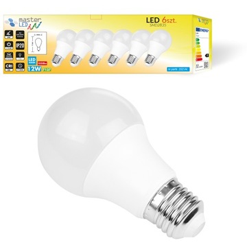 Zestaw 6x Żarówka LED E27 1050lm 12W kula A60 230V