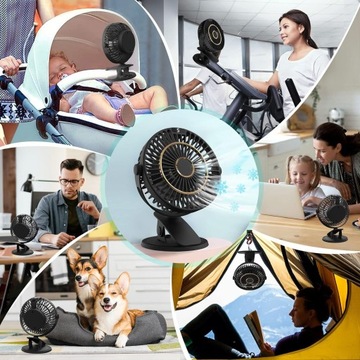НАСТОЛЬНЫЙ ВЕНТИЛЯТОР USB 360° 2400 МАЧ С ЗАЖИМОМ ДЛЯ ЛЕТА