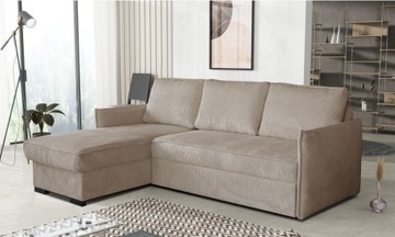narożnik COSMO sofa L z poduszkami rogówka z funkcją spania i pojemnikiem
