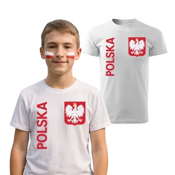 T-shirt koszulka dziecięca biała POLSKA KIBICA REPREZENTACJI POLSKI 110-122