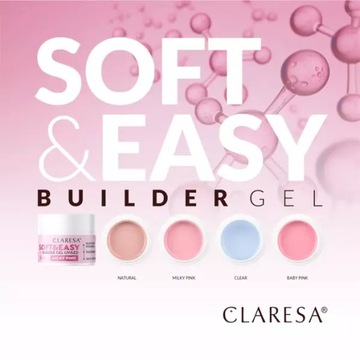 CLARESA SOFT&EASY ГЕЛЬ ДЛЯ НАРАЩИВАНИЯ НОГТЕЙ УФ/LED ГЕЛЬ ДЛЯ НАРАЩИВАНИЯ 45г BABY PIN