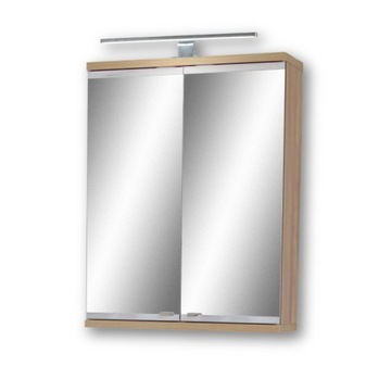Szafka do łazienki 50cm, dąb, z lustrem, LED