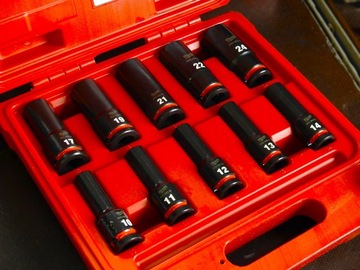 НАБОР ДЛИННЫХ УДАРНЫХ ГОЛОВОК 1/2 ДЮЙМА 10-24ММ 10 ШТ. 6 УГОЛЬНЫХ + КОРОБКА