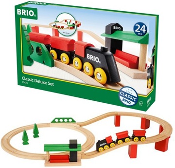 BRIO 33424 DREWNIANA KOLEJKA PODSTAWOWA ZESTAW DELUXE TORY