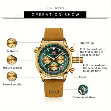 MINIFOCUS Многофункциональные светящиеся модные мужские кварцевые часы WR