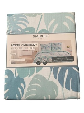 Komplet pościeli Smukee kołdra 200cm x 160 niebieskie liście tropikalne