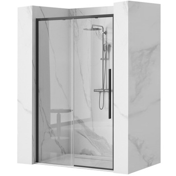 Drzwi Prysznicowe Przesuwne 150 Czarne Solar REA Mat Easy Clean Rozsuwane
