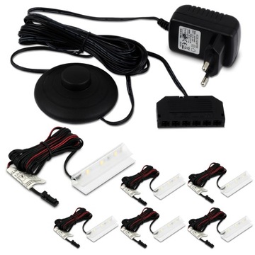 KPL 6-ТОЧЕЧНЫЙ ЗАЖИМ ДЛЯ СВЕТОДИОДОВ ДЛЯ СТЕКЛЯННОЙ ПОЛКИ + ВЫКЛЮЧЕННЫЙ БЛОК ПИТАНИЯ