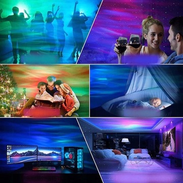 PROJEKTOR GWIAZD GALAXY LED NOCNE ŚWIATŁO GWIEŹDZISTE NIEBO MUZYK BLUETOOTH