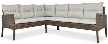 Zestaw Ogrodowy Narożnik + Stół + Pufy Tarasowy TECHNORATTAN CORTINA Brown