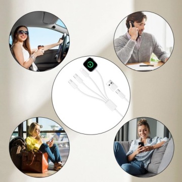 Зарядный кабель длиной 1,2 м для 4 устройств. Адаптер USB-C для iWatch, iPhone 16/15/14