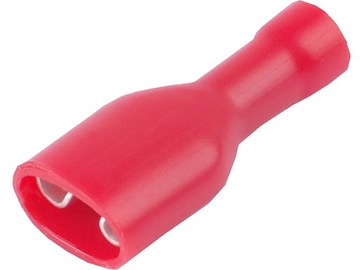KONEKTOR ŻEŃSKI 6,3mm IZOLOWANY 100 -SZTUK CZERWON
