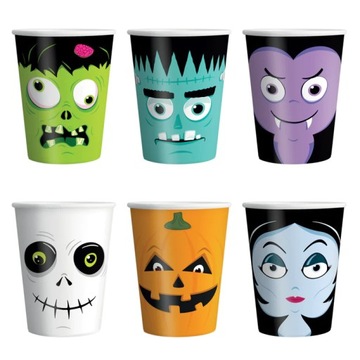KUBECZKI PAPIEROWE NA HALLOWEEN MONSTERS 6SZT