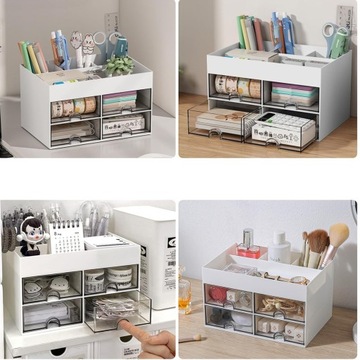 БЕЛЫЙ МЕТАЛЛИЧЕСКИЙ НАСТОЛЬНЫЙ ЯЩИК ДЛЯ ИНСТРУМЕНТОВ ОРГАНИЗАТОР КОНТЕЙНЕР С 4 ОТДЕЛЕНИЯМИ ЯЩИК