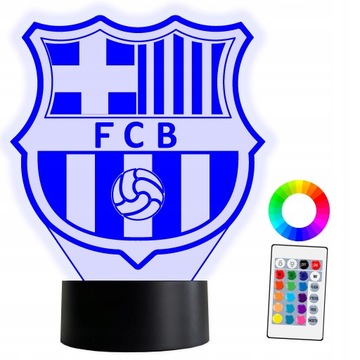 XL Lampka LED 3D FC Barcelona Piłka 16 kolorów + Pilot IMIĘ Grawer