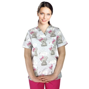 Bluza medyczna damska fartuch kolorowy wzorek XS