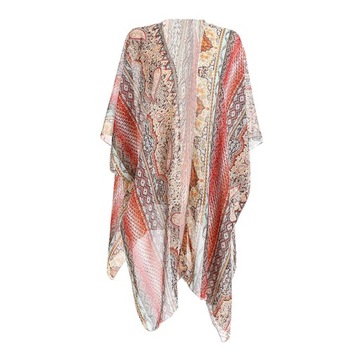 Damski Flowy Kimono Boho Szyfon Kwiatowy Plażowy C