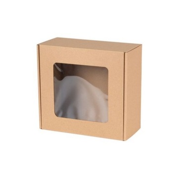 Pudełko z OKIENKIEM 130x130x40mm Kraft Opakowanie na Prezent