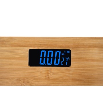 Бамбуковые электронные весы для ванной комнаты до 180 кг с ЖК-дисплеем и цифровой температурой