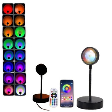 LAMPA PROJEKTOR ZACHÓD SŁOŃCA RGB 16 KOLOR 10W PILOT+KONTROLA APLIKACJI