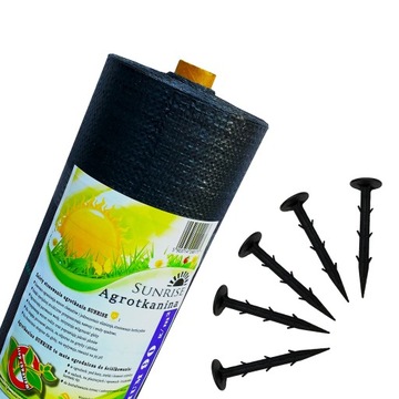 Agrotkanina czarna 3,2x100 UV90 SUNRISE antychwastowa agrowłóknina + kołki