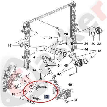 RURA WODNA POWROTNA TURBOSPRĘŻARKI 55567067 OPEL 1.4 A14 NET TURBO
