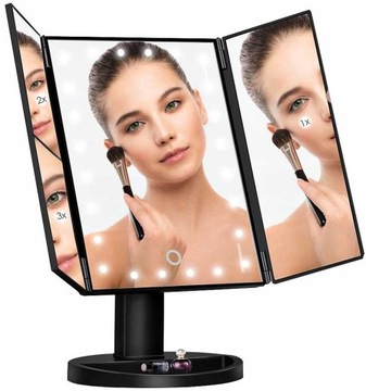 Lusterko do Makijażu Podświetlane LED Malowania DUŻE POWIĘKSZAJĄCE 2X + 3X