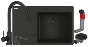 ZLEW GRANITOWY FRANKE CNG 611-78 TL PK CZARNY ODPŁYW +BATERIA WYCIĄGANA C04