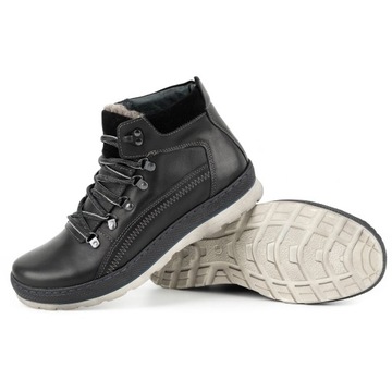 КОЖАНЫЕ ЗИМНИЕ БОТИНКИ 378 ЧЕРНЫЕ 42