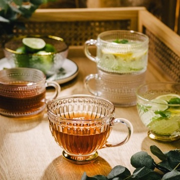 Чашка стеклянная BARREL с узором 0,35 л HOMLA