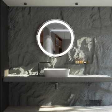 СОВРЕМЕННОЕ КРУГЛОЕ ЗЕРКАЛО С ПОДСВЕТКОЙ 60 см НАСТЕННОЕ ЗЕРКАЛО ДЛЯ ВАННОЙ КОМНАТЫ С ПОДСВЕТКОЙ