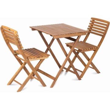 Zestaw mebli balkonowych ogrodowych Fieldmann drewno akacja stół +2 krzesła