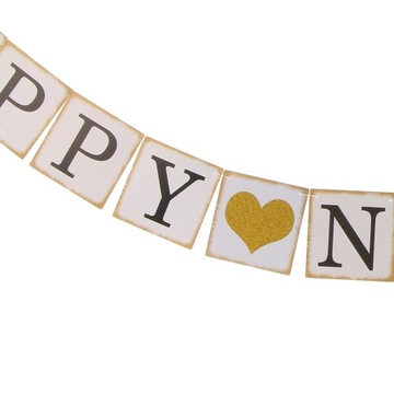 С Новым годом сердечки бумажный баннер