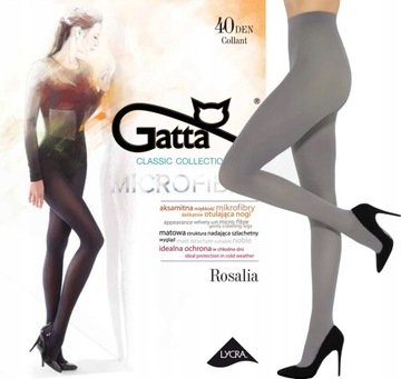 rajstopy GATTA 40 den kryjące ROSALIA mikrofibra gładkie GRIGIO # 3 M