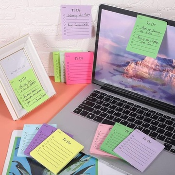 9шт флуоресцентные заметки, список дел, флуоресцентная наклейка