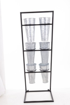 Декоративная подставка для цветов из серебристо-черного металла для флористов