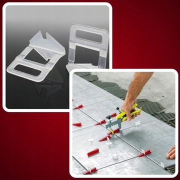 НАБОР ДЛЯ ВЫРАВНИВАНИЯ ПЛИТКИ ЗАЖИМЫ 1 ММ 500 ШТ. + 100 КЛИНЕЙ