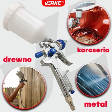 ПИСТОЛЕТ ДЛЯ ПОКРАСКИ HVLP, НАСАДКА 1,5мм, БАК 600 МЛ