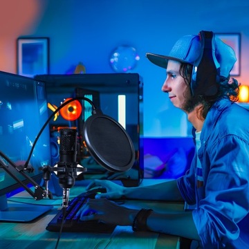 СТУДИЙНЫЙ МИКРОФОН USB-ГНЕЗДО КОНДЕНСАТОР ИГРОВОЙ ПОП-ФИЛЬТР ПОДСТАВКА НАБОР