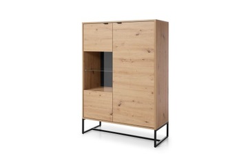 Komoda z witryną niska AMBER AWT90 dąb artisan
