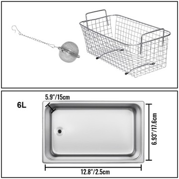 Cyfrowa Myjka Ultradźwiękowa z grzałką 6L