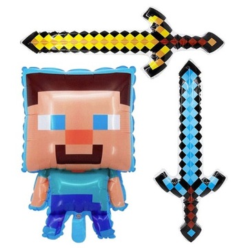 ZESTAW MINECRAFT MIECZ DMUCHANY 2SZT BALON LUDZIK