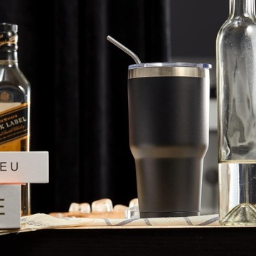 KUBEK TERMICZNY NA WODĘ TERMOS SAMOCHOD ZE STALI NIERDZEWNEJ Z SŁOMKĄ 30OZ