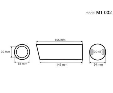 НАКОНЕЧНИК ГЛУШИТЕЛЯ УНИВЕРСАЛЬНЫЙ, КРЫШКА ВЫХЛОПНОЙ КРЫШКИ, ТРУБА 30-45 ММ, КРУГЛАЯ 54 ММ