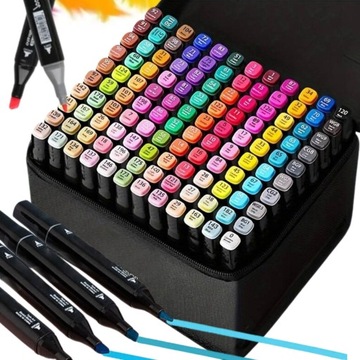 PISAKI ALKOHOLOWE 120 SZT DWUSTRONNE MARKERY FLAMASTRY + TORBA ETUI